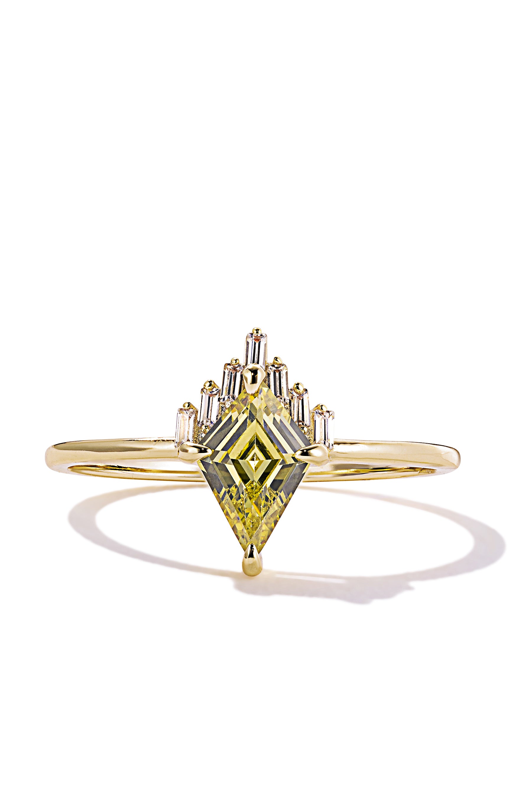 Gold Halo Style Ring Featuring a Peridot Green Crystal | Chakra by Oomiay