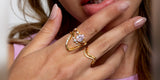 Nutcracker ring with its pink crystal, worn