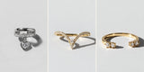 Silver Heart Ear Cuff, Fuji ring and Horizon ring side by side