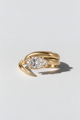 Talon Pear Diamond Ring in 14K solid gold by Oomiay, lab grown diamond