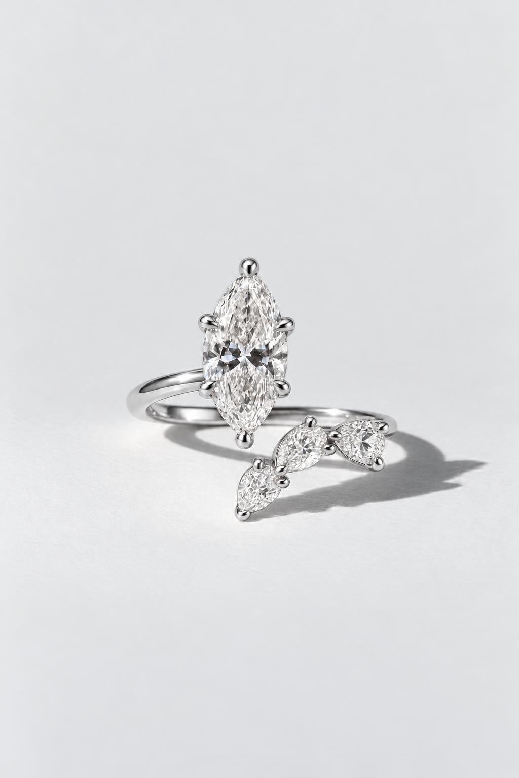 Comet Marquise Diamond Ring | Sterling Silver by Oomiay
