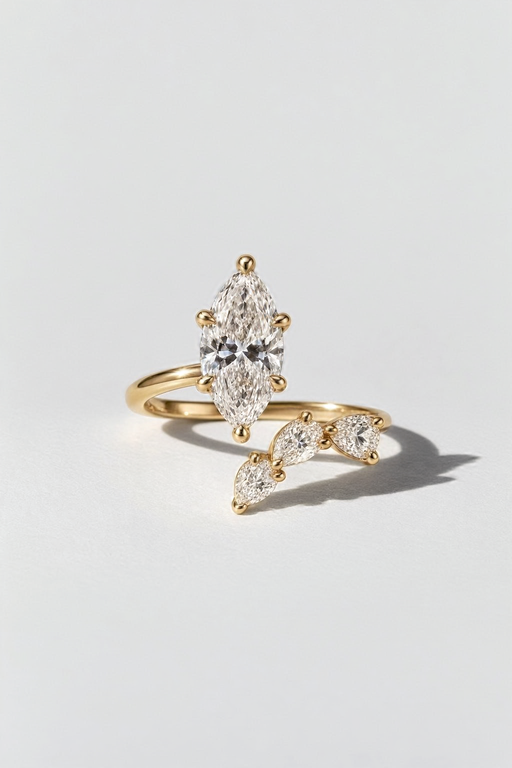 Comet Marquise Diamond Ring in 14K solid gold by Oomiay, lab grown diamond