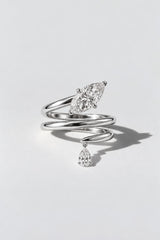 Helix Marquise Diamond Ring | Sterling Silver by Oomiay