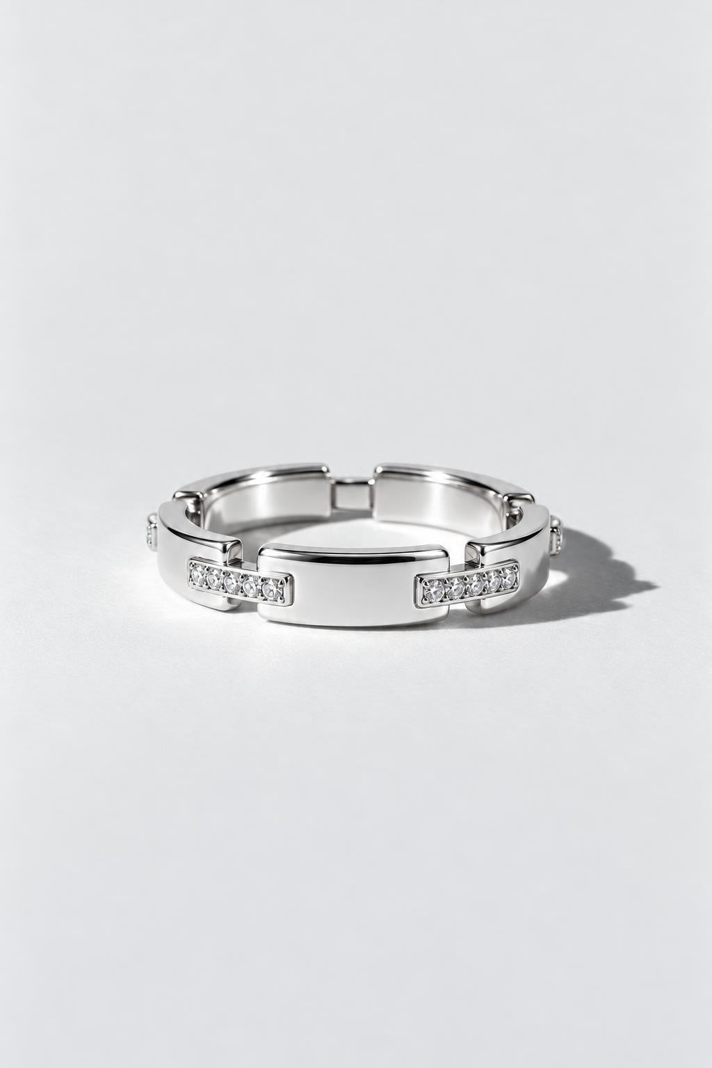 Link Diamond Ring | Sterling Silver by Oomiay