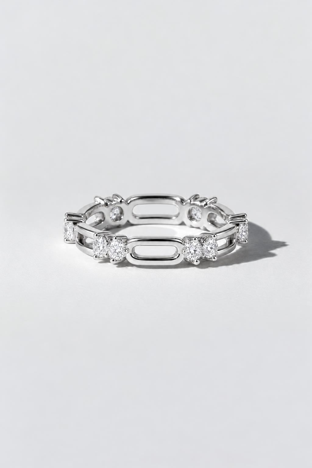 Paperclip Diamond Ring | Sterling Silver by Oomiay