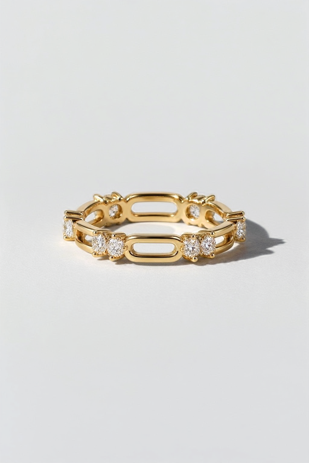 Paperclip Diamond Ring in 14K solid gold by Oomiay, lab grown diamond