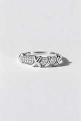 XO Pave Diamond Ring | Sterling Silver by Oomiay