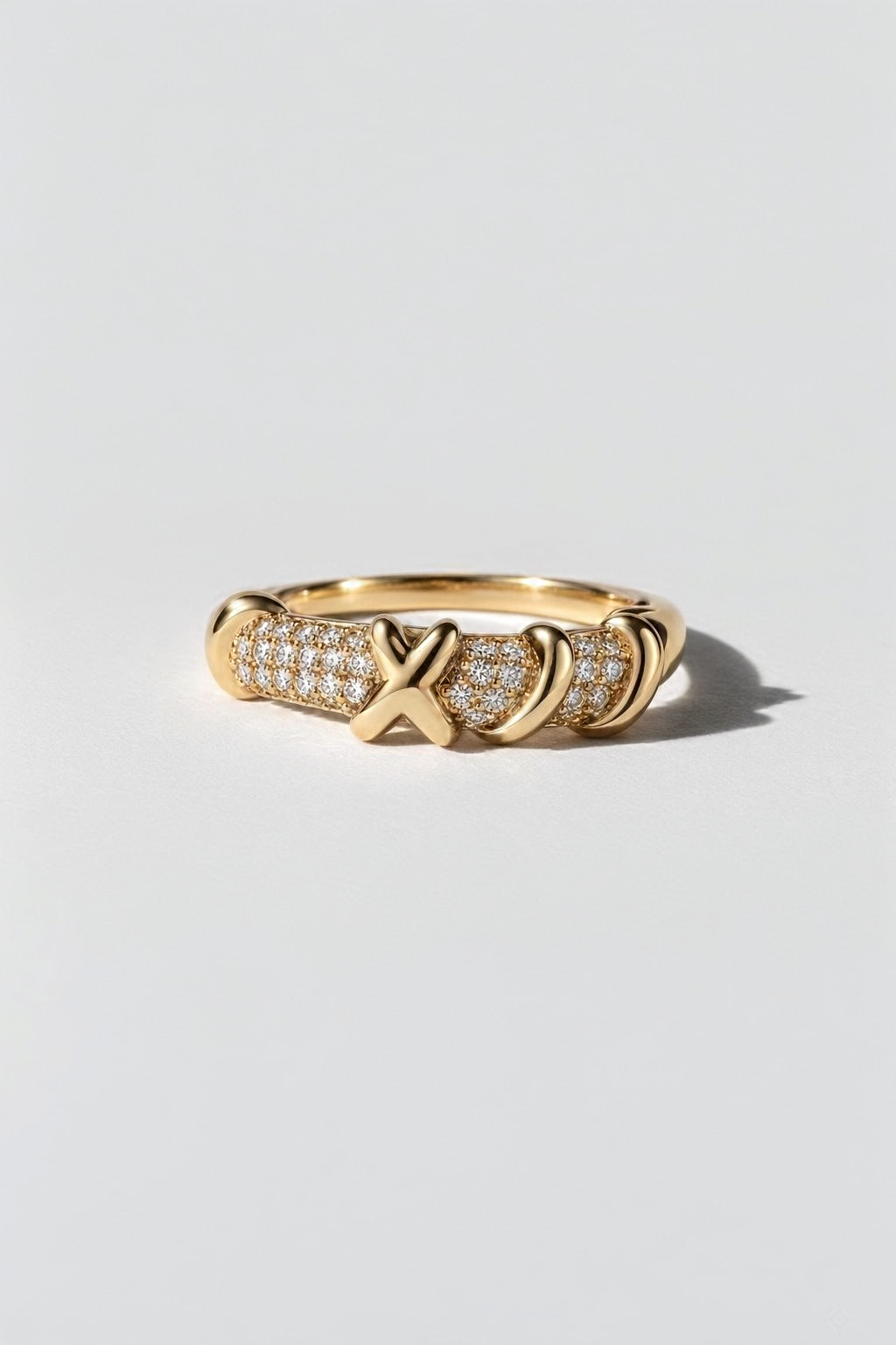 XO Pave Diamond Ring in 14K solid gold by Oomiay, lab grown diamond
