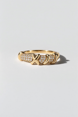 XO Pave Diamond Ring in 14K solid gold by Oomiay, lab grown diamond