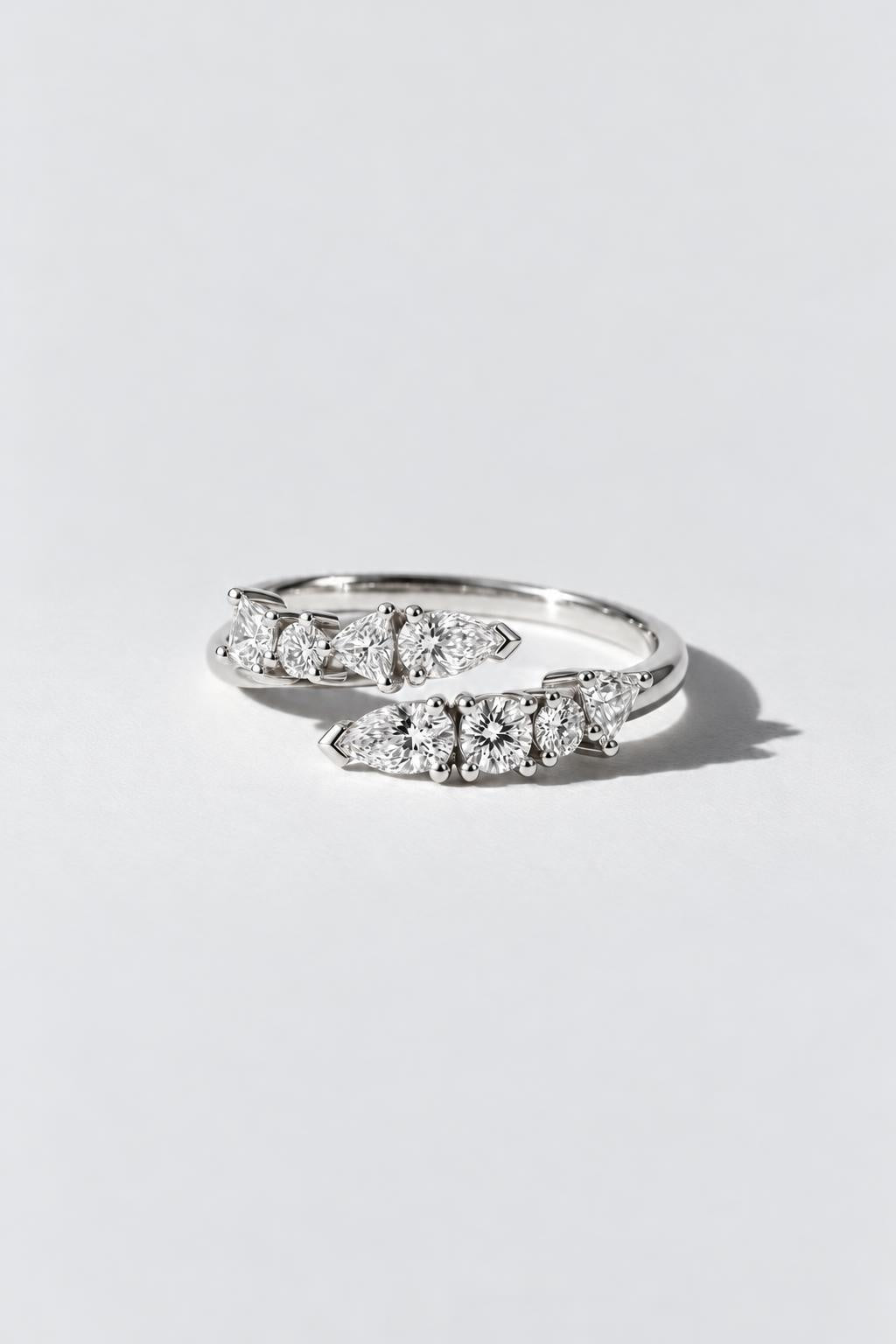 Crossover Diamond Ring | Sterling Silver by Oomiay