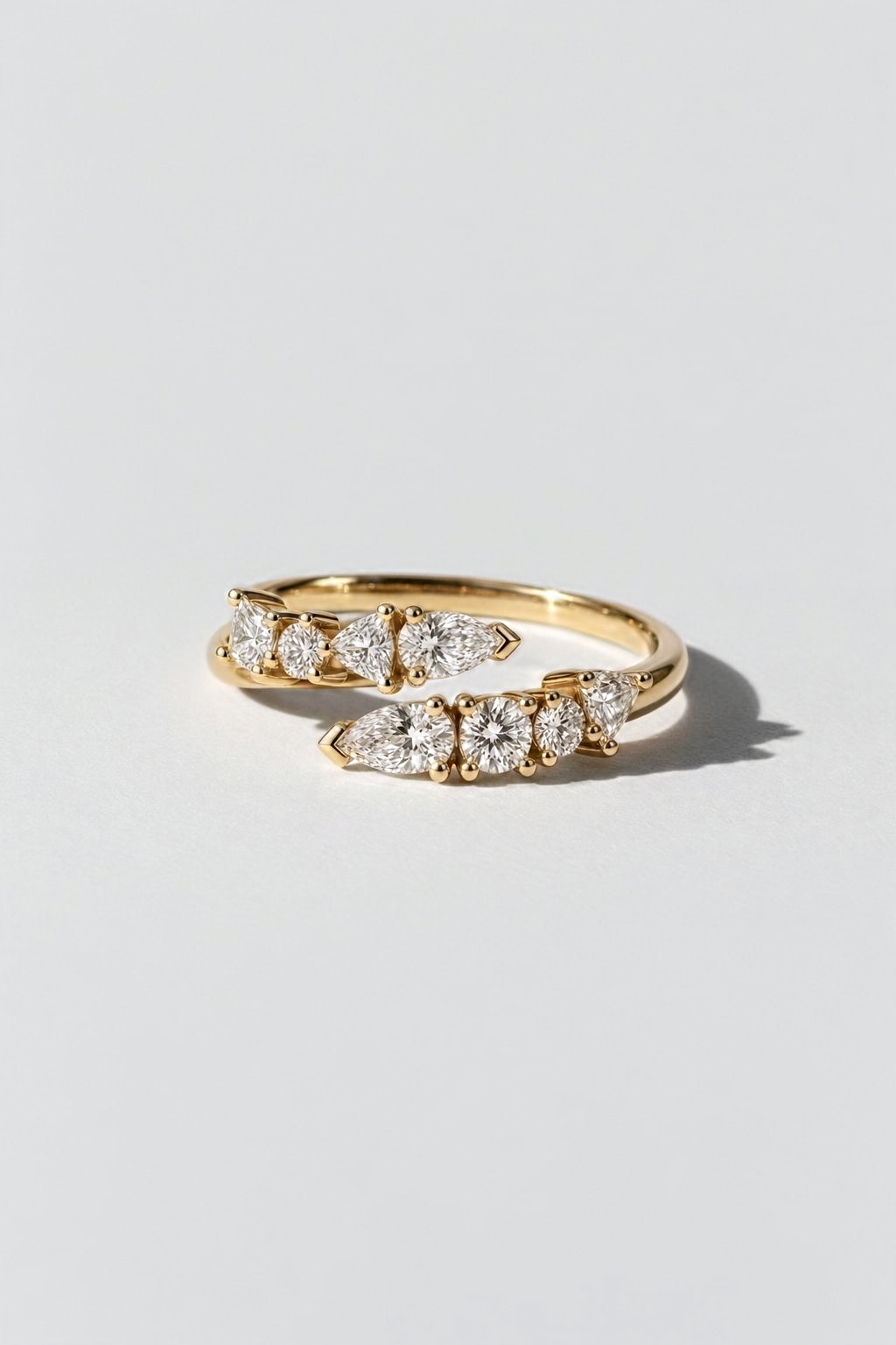 Crossover Diamond Ring in 14K solid gold by Oomiay, lab grown diamond