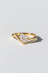 Ripple Pear Diamond Ring in 14K solid gold by Oomiay, lab grown diamond