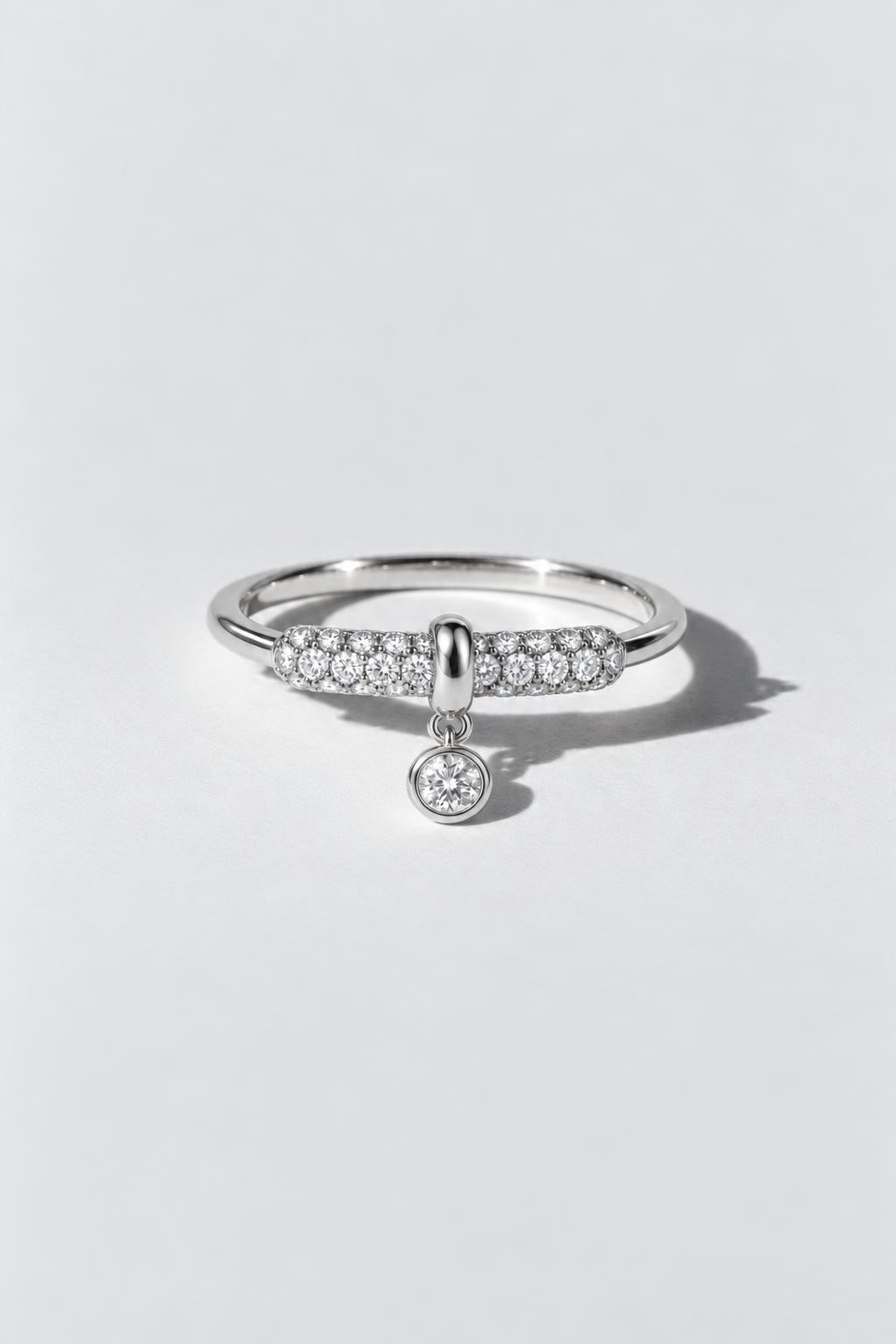 Pendulum Diamond Drop Ring | Sterling Silver by Oomiay
