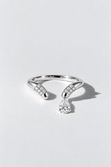 Dewdrop Pear Diamond Ring | Sterling Silver by Oomiay