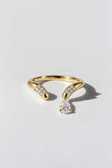 Dewdrop Pear Diamond Ring in 14K solid gold by Oomiay, lab grown diamond