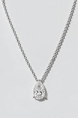 Pear Solitaire Diamond Necklace | Sterling Silver by Oomiay