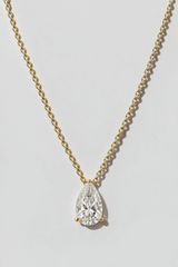 Pear Solitaire Diamond Necklace in 14K solid gold by Oomiay, lab grown diamond