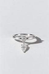 Teardrop Pear Diamond Ring | Sterling Silver by Oomiay
