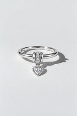Heart Charm Diamond Ring | Sterling Silver by Oomiay