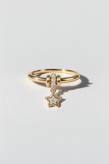 Star Charm Diamond Ring in 14K solid gold by Oomiay, lab grown diamond