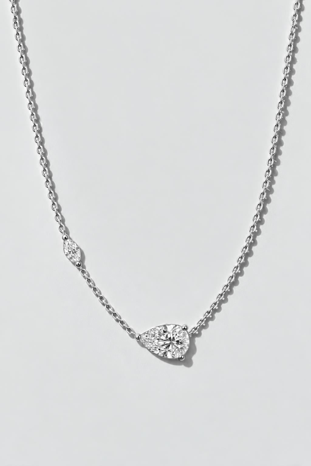Duet Pear and Marquise Diamond Necklace | Sterling Silver by Oomiay
