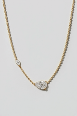 Duet Pear and Marquise Diamond Necklace in 14K solid gold by Oomiay, lab grown diamond