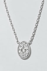 Oval Bezel Diamond Necklace | Sterling Silver by Oomiay