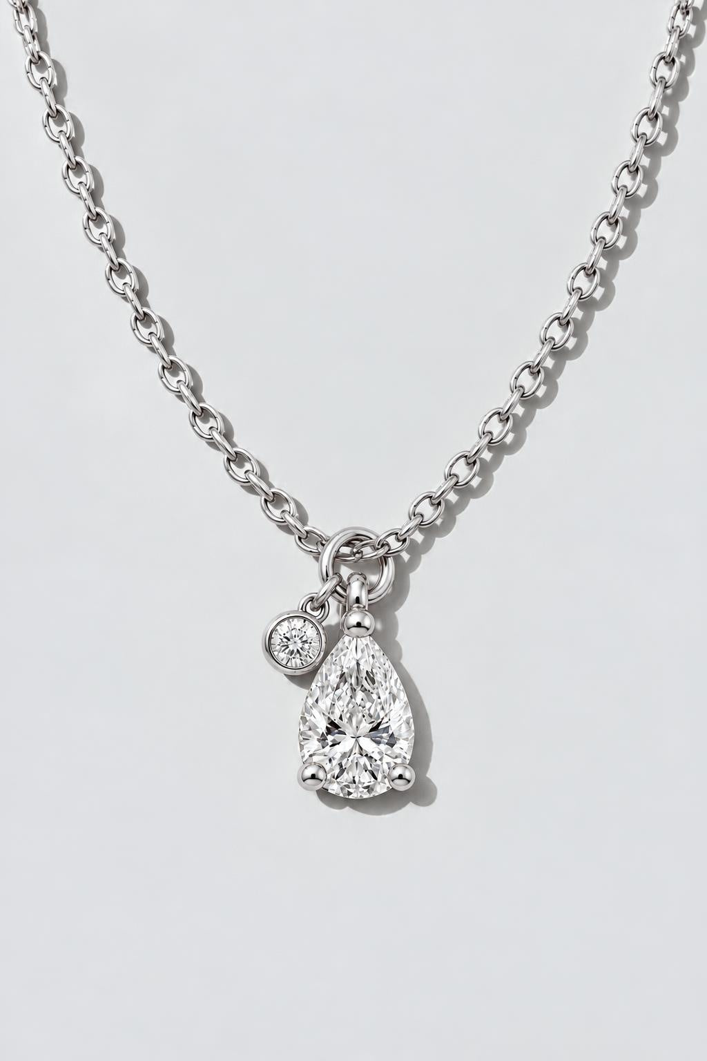 Pear Duo Diamond Necklace | Sterling Silver by Oomiay