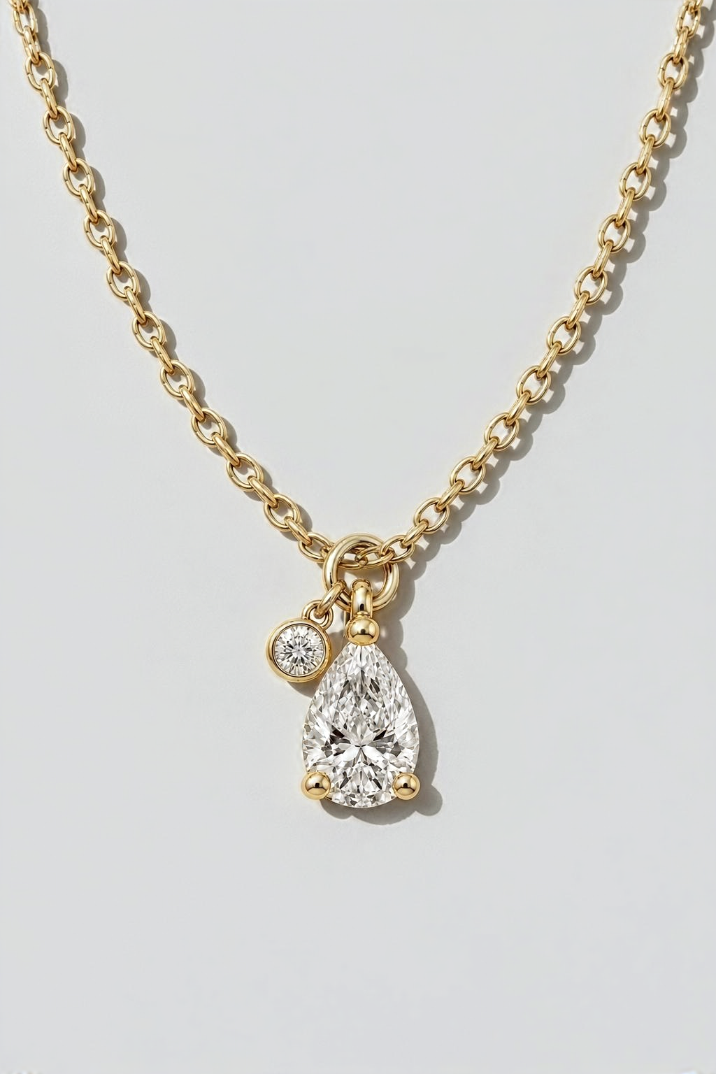 Pear Duo Diamond Necklace in 14K solid gold by Oomiay, lab grown diamond