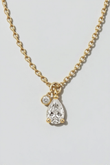 Pear Duo Diamond Necklace in 14K solid gold by Oomiay, lab grown diamond