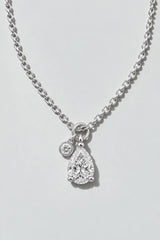 Pear and Ruby Bezel Diamond Necklace | Sterling Silver by Oomiay