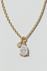 Pear and Emerald Bezel Diamond Necklace in 14K solid gold by Oomiay, lab grown diamond