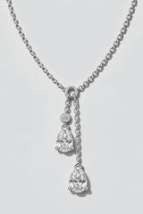 Lariat Pear Diamond Necklace | Sterling Silver by Oomiay