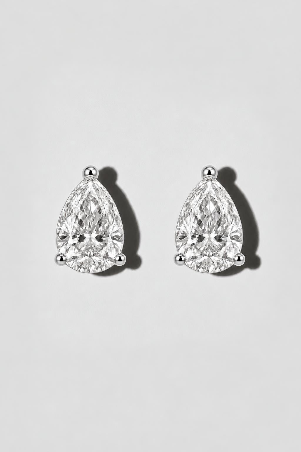 Pear Diamond Stud Earrings | Sterling Silver by Oomiay