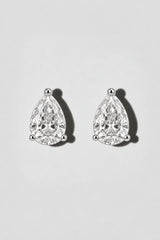 Pear Diamond Stud Earrings | Sterling Silver by Oomiay