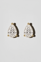 Pear Diamond Stud Earrings in 14K solid gold by Oomiay, lab grown diamond