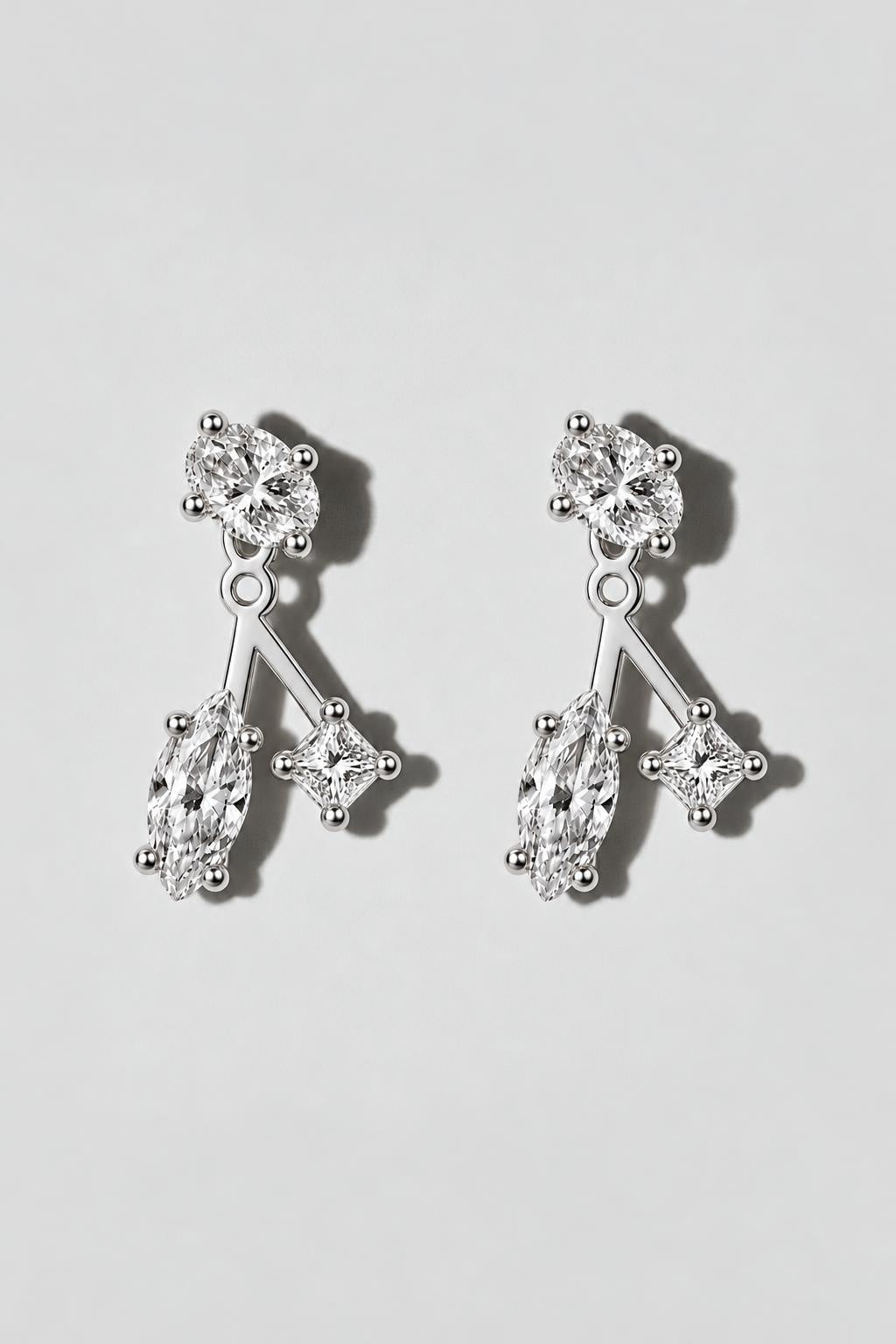 Diamond Ear Jacket Earrings | Sterling Silver by Oomiay