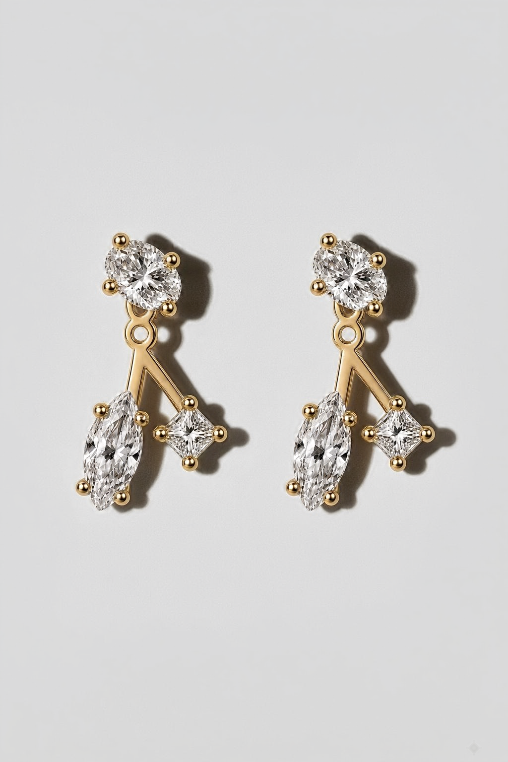 Diamond Ear Jacket Earrings in 14K solid gold by Oomiay, lab grown diamond