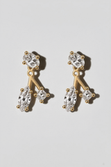 Diamond Ear Jacket Earrings in 14K solid gold by Oomiay, lab grown diamond