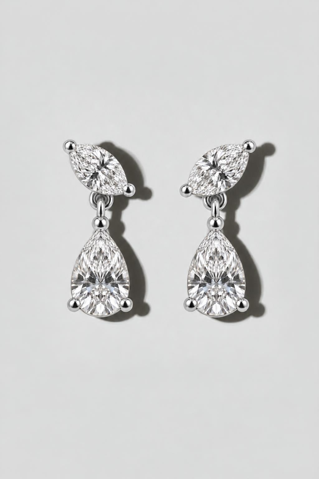 Marquise Drop Diamond Earrings | Sterling Silver by Oomiay