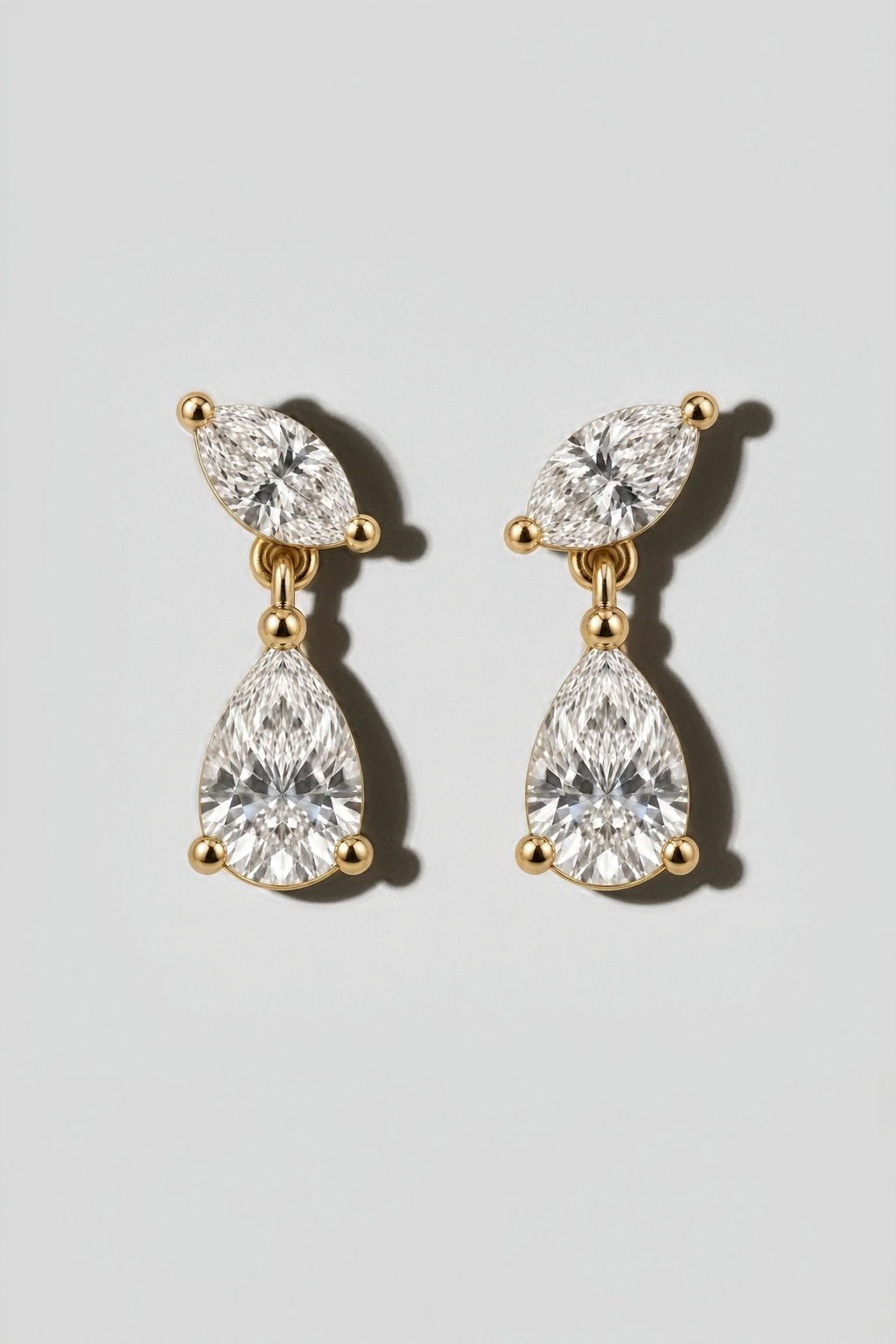 Marquise Drop Diamond Earrings in 14K solid gold by Oomiay, lab grown diamond
