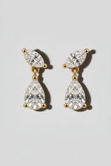 Marquise Drop Diamond Earrings in 14K solid gold by Oomiay, lab grown diamond