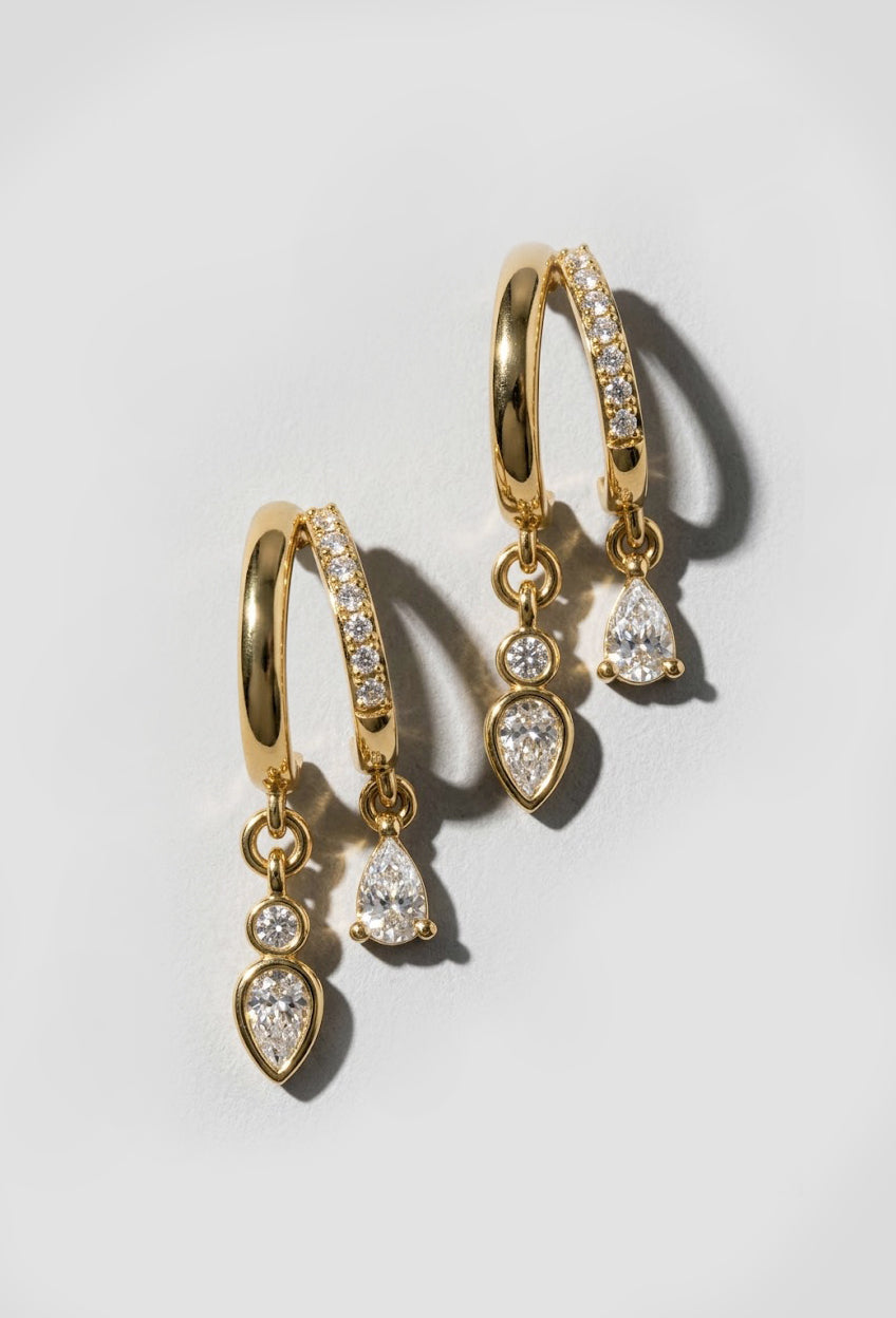Gold Double Hoop Dangle Earrings