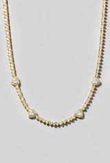 Gold Heart Tennis Necklace