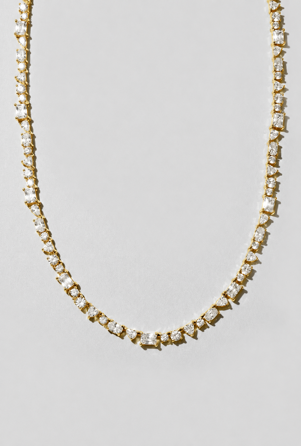 Gold Mixed Shape Tennis Necklace
