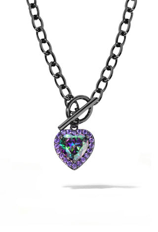 Mystic Black Heart Toggle Chain Necklace