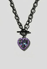 Mystic Black Heart Toggle Chain Necklace