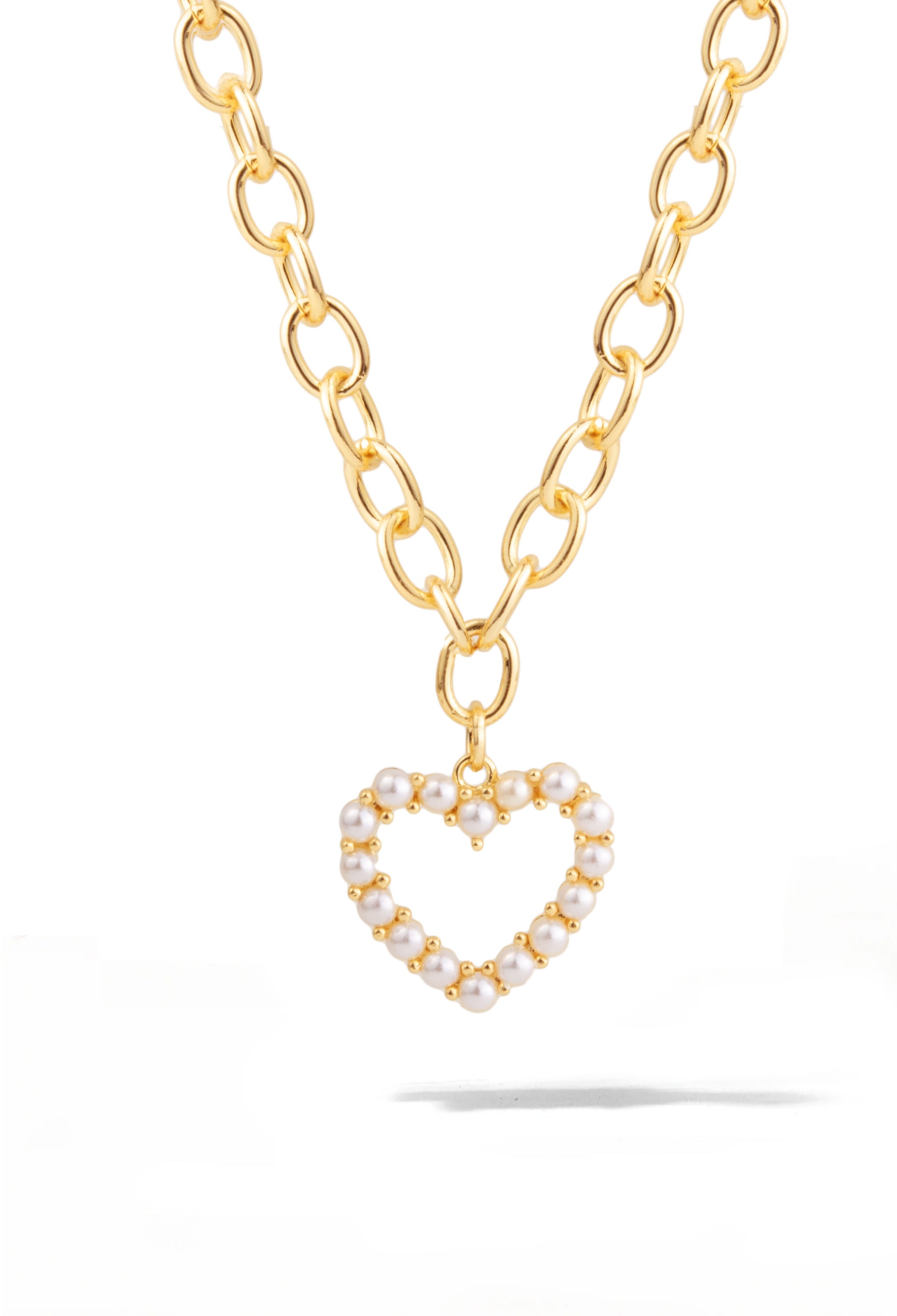 Pearl Heart Chain Necklace