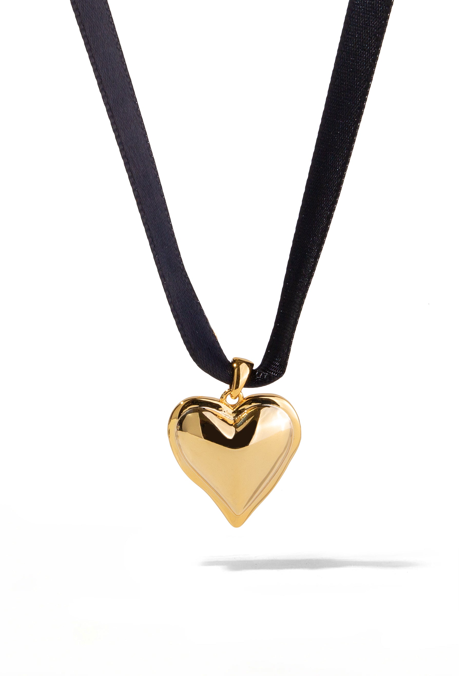 Puffy Heart Ribbon Necklace