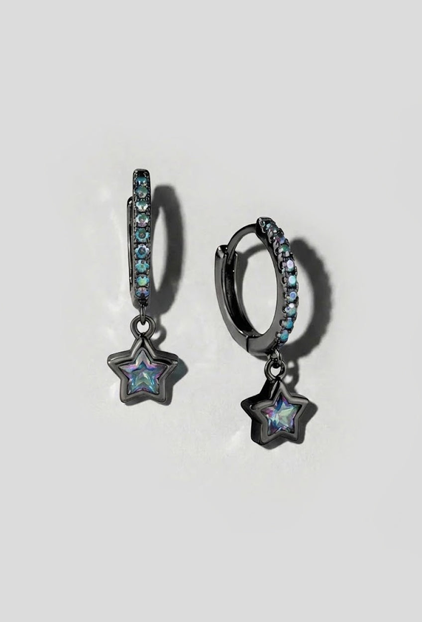 Mystic Topaz Star Bezel Huggies